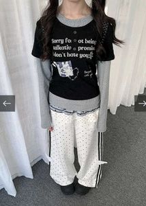 y2k baggy stripe Polka Dot Wide Leg