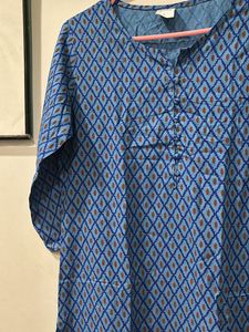Blue Printed Womens Kurta
