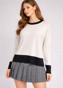 Elegant Two-Tone Long Sleeve Top