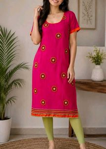Vibrant Pink Embroidered Kurti