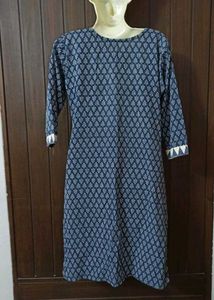 Ethnic Blue Printed Cotton Kurta
