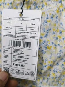 Yellow Floral Tiered Cotton Dress.