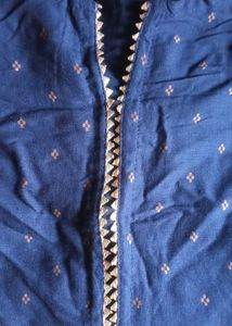 Elegant Blue Kurta with Golden Print