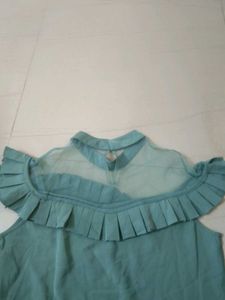 Sheer Neck Pleated Top