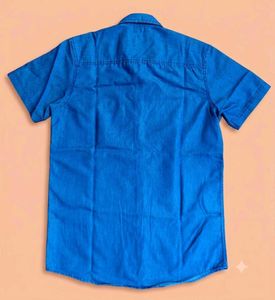 Men's Blue Denim Short Sleeve Shirt