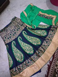 Elegant Navy Blue & Green Lehenga Choli Set
