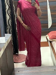 Elegant Red Floral Saree