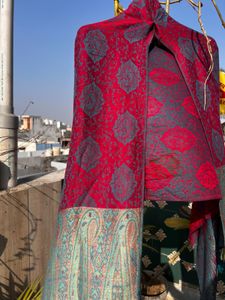 Pashmina Red Embroidered Stole