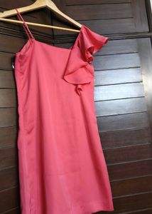 Vero Moda Pink Ruffle One-Shoulder Dress
