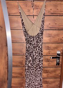 Leopard Print Halter Neck Maxi Dress