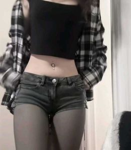 Emo Grey Denim Shorts Mid rise