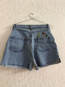 Light Wash Distressed Denim Shorts
