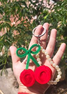 Cute Cherry Keychain with Charm