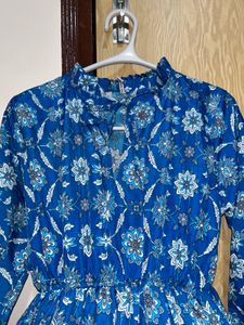Women Blue Floral Printed Fit &amp; Flare Dress