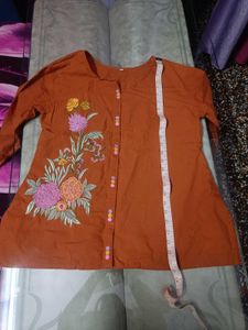 Orange Embroidered co-ord  Set