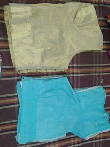 Combo of Gold & Teal Blouse Set