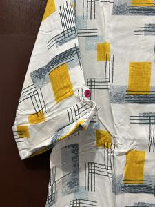 White Geometric Print Kurti