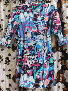 Vibrant Abstract Print Midi Dress Vintage style