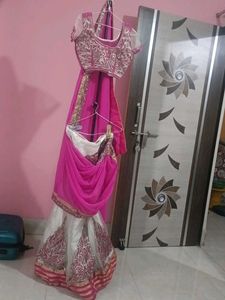 Beautiful Pink &amp; White Lehenga Choli