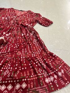 Boho Chic Maroon Printed Mini Dress