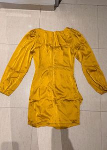 Golden Ruched Satin Dress