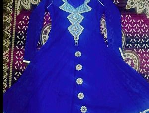 Blue Colour Dress White Sequence Work