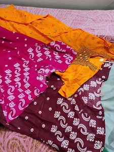 Yellow Printed Nightgown with Embellished Neckline