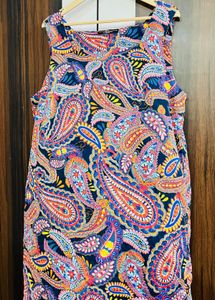 Vibrant Paisley Print Sleeveless Dress
