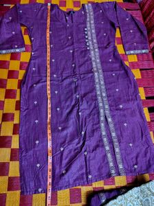 Purple Kurti with Pants and Scarf Set