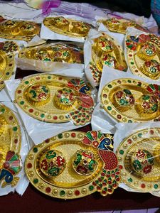 Decorative poojahaldi kumkum peacock newwdttag