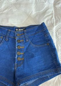 High Waisted Button Fly Denim Shorts