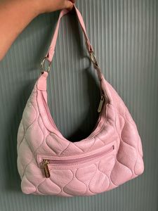 Chic Quilted Pink Leather Hobo Bag