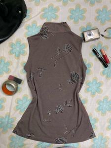 y2k vintage taupe cheongsam top