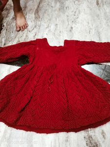 Beautiful Party Wear Woolen Kids Frock
