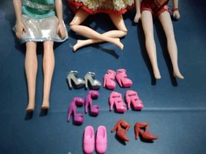 Cute Barbie Dolls 3 Combo Set with Shoes