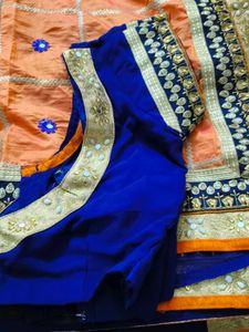 saree with stiched blouse