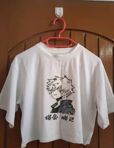 Anime Printed Oversized Crop Tshirt
