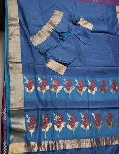 Blue Zari work Silk Saree with Blouse