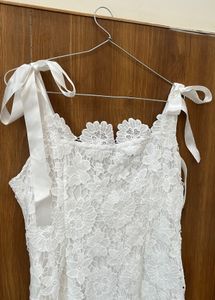 White lace bow dress with tags