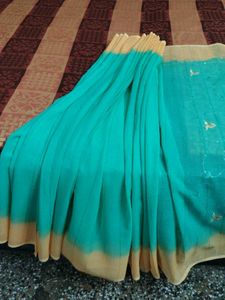 Beautiful Teal &amp; Gold Saree