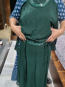 Elegant Emerald Green dress with Mirror Work