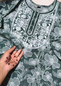 Green Floral Kurta set