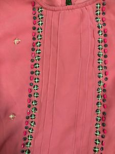 Rumi Beaded Embellished Coral Pink Blouse Top