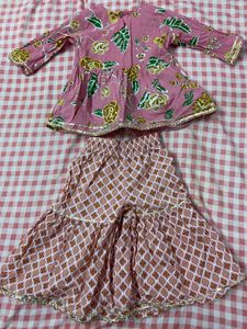 Pink Floral Kurta and Palazzo Set