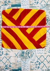 Handmade Red and Yellow Striped Cushion cover