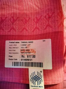 Pink Tangail Saree With Blouse