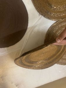 CANVASS Decorative Handmade Beaded Golden Round Pl