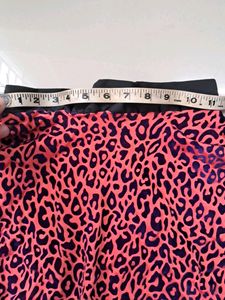 Leopard Print, Velvet, Pink Mini Skirt For Girls