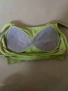 Lime Green Ribbed Sports Bra