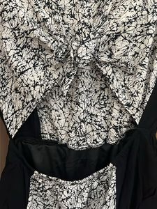 Backless Stylish Black &amp; White Printed Dress